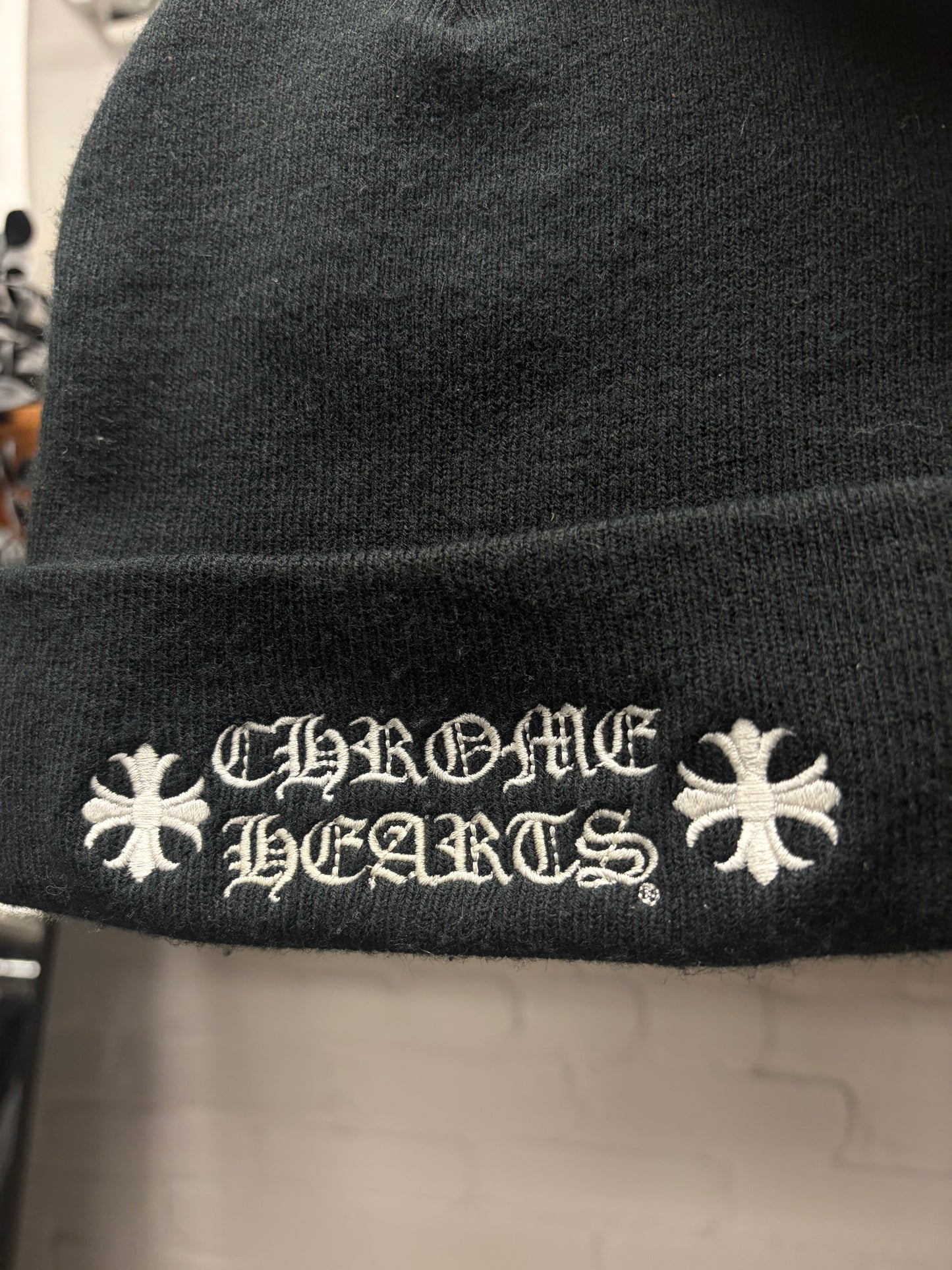 Chrome Hearts Black ‘CH Plus Cross’ Logo Beanie