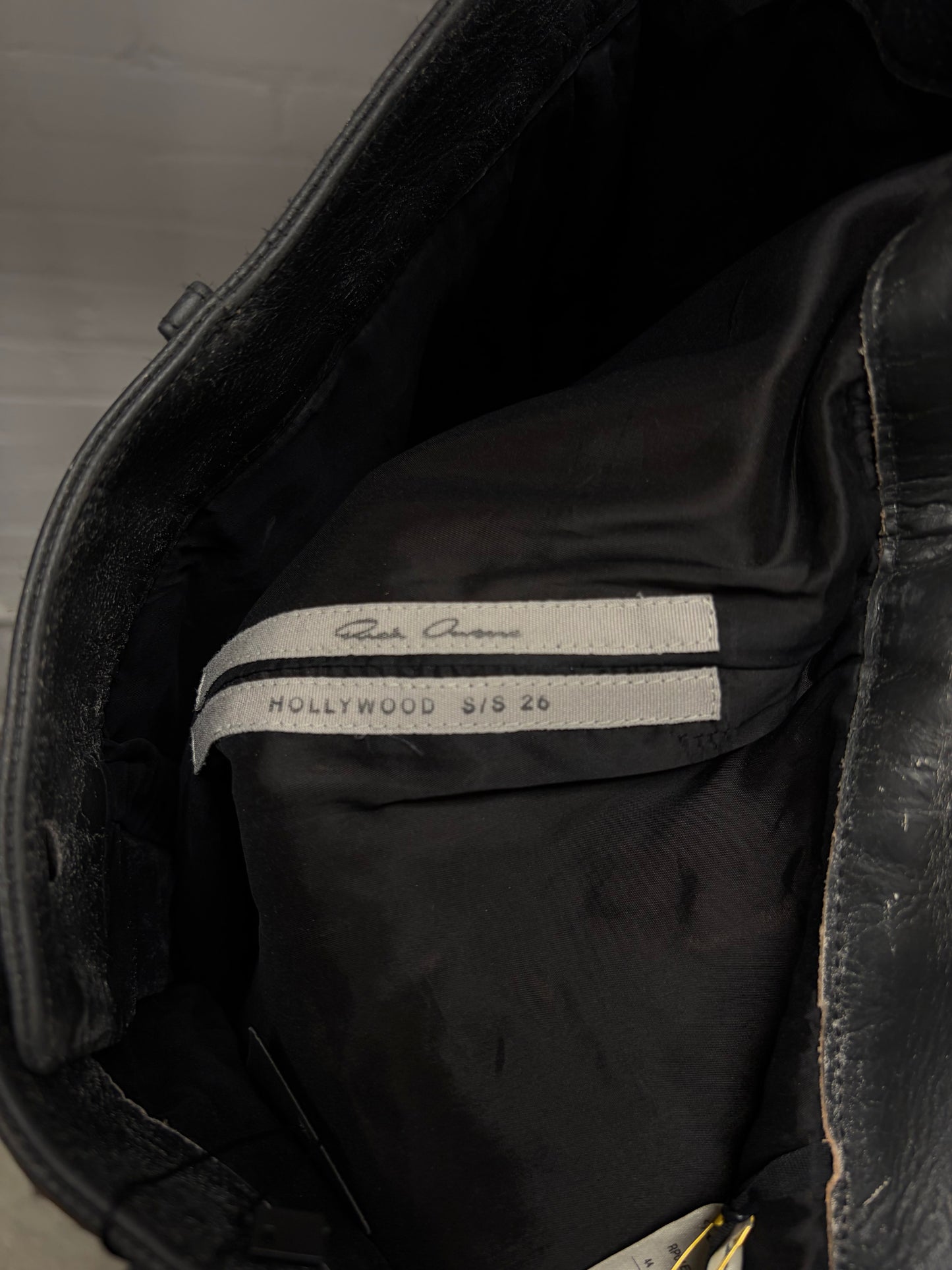 SS2026 Rick Owens ‘Hollywood’ Cracked Calfskin Leather Pants