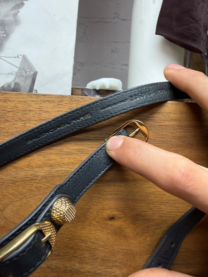 Balenciaga ‘Tour’ Double Wrapped Leather Bracelet with Gold Hardware