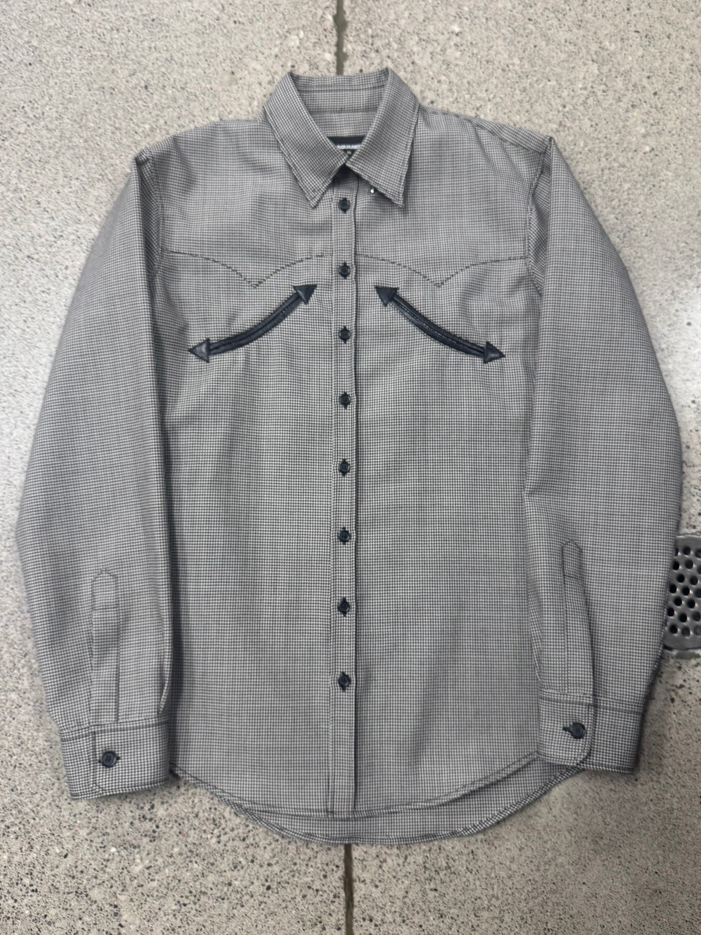 Dsquared2 ‘Houndstooth’ Leather Detailed Western Shirt