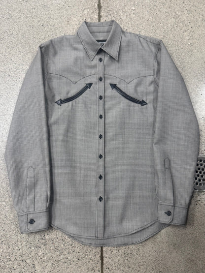 Dsquared2 ‘Houndstooth’ Leather Detailed Western Shirt