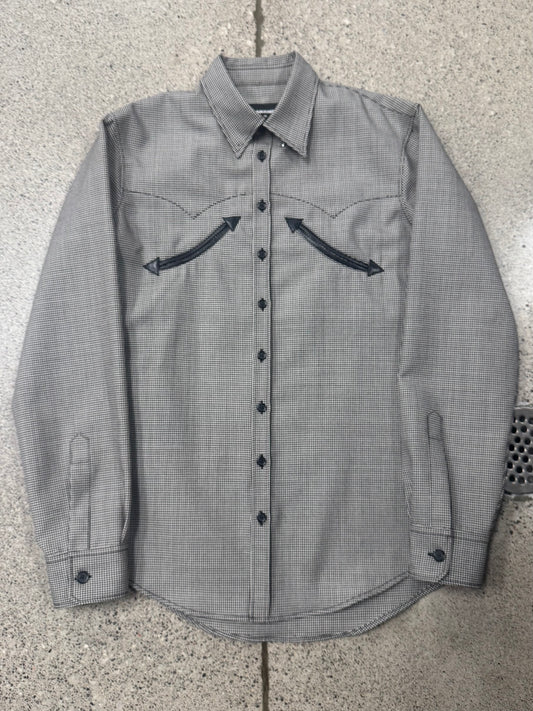 Dsquared2 ‘Houndstooth’ Leather Detailed Western Shirt