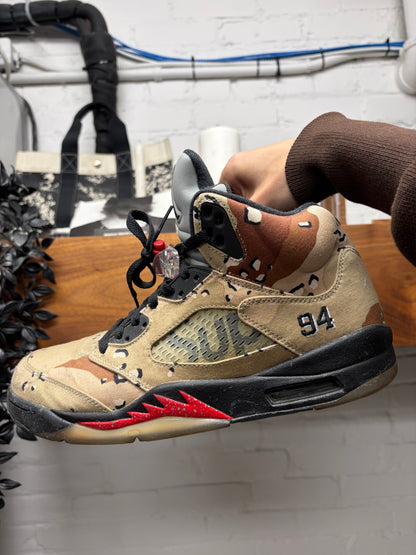 Supreme x Jordan 5 ‘Desert Camo’ Leather High Top Sneakers