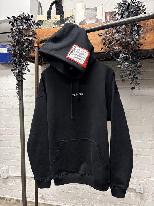 Vetements ‘Care Label’ Black Pullover Hoodie
