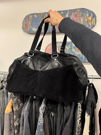 Prada Sport Suede/Calfskin Leather Black Gym Duffel Bag