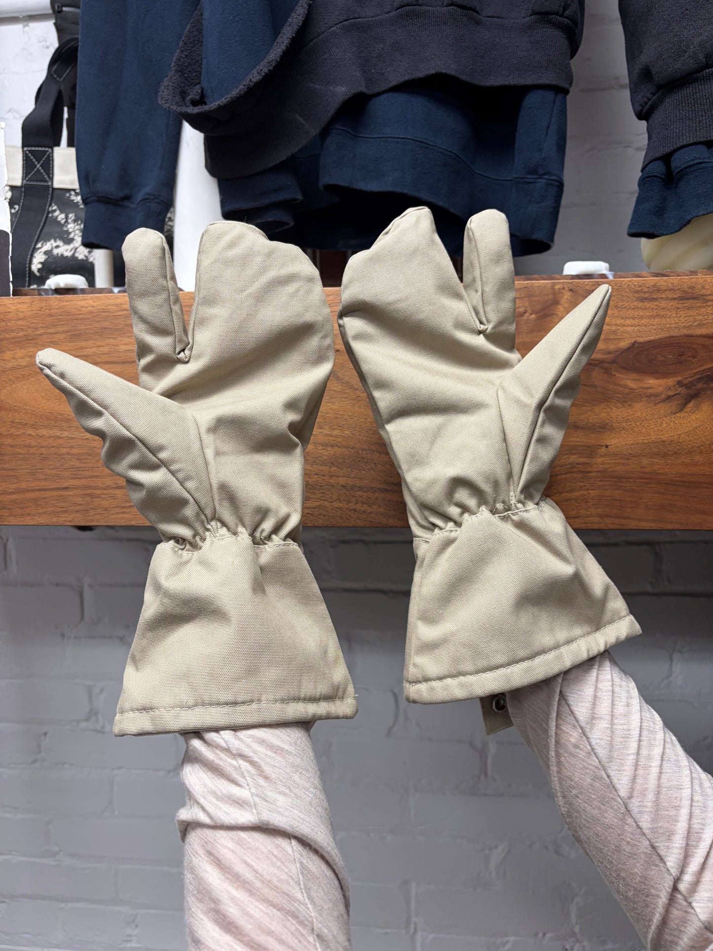 Vintage Chanel ‘Identification’ CC Interlock Tan/Black Shell Mittens