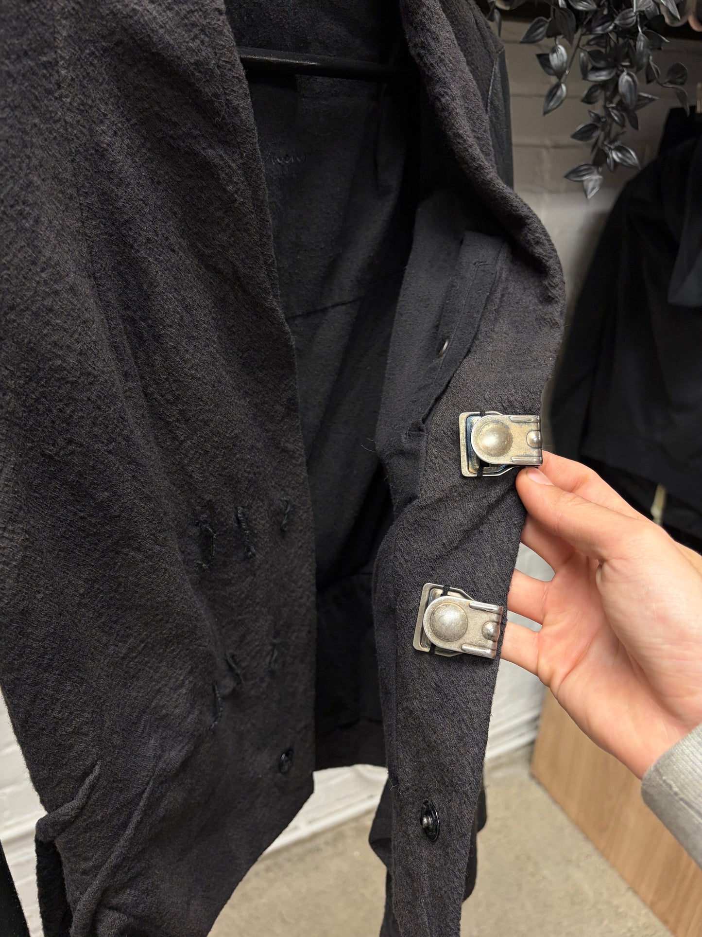 Early 2000s Rick Owens O&M Era Leather Sleeve Hook Closure Top