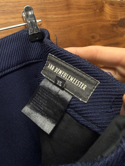 Ann Demeulemeester Diagonal Corduroy Men’s Blue Flared Leg Trousers
