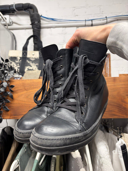 Rick Owens ‘Ramones’ Black Leather High Top Sneakers