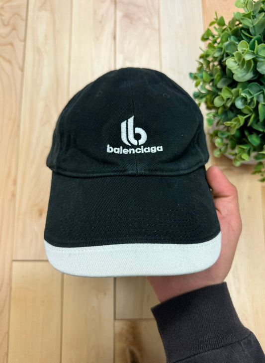 Balenciaga ‘Double Brim’ BB Embroidered Logo Strapback Hat