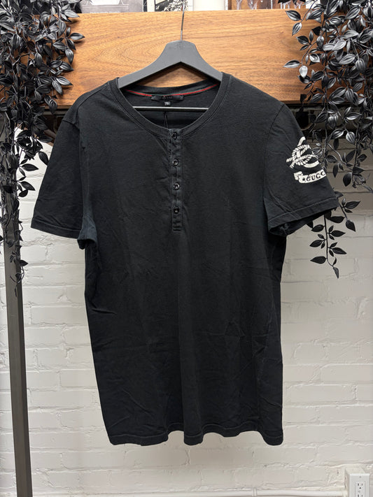 2008 Gucci Sun Faded Black ‘Anchor G Logo’ Short Sleeve Henley