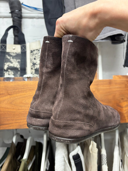 Maison Margiela ‘Tabi’ Brown Suede Split Toe Ankle Boots