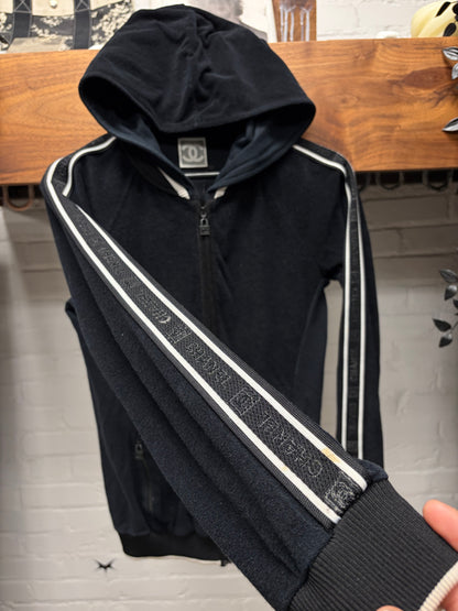 Chanel Sport Black Tracksuit Top Zip-Up Hoodie