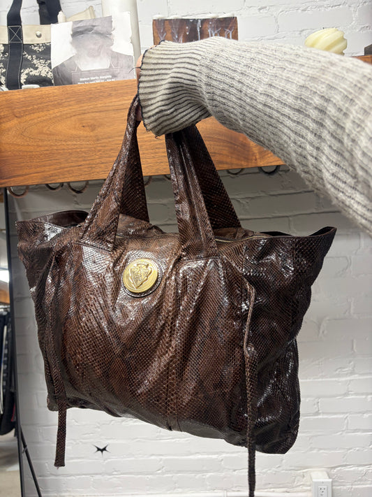 Gucci by Frida Giannini ‘Hysteria’ Brown/Gold Genuine Python Leather Jumbo Shoulder Bag