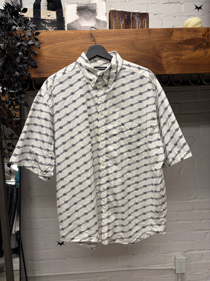 2020 Balenciaga ‘BB Monogram’ Short Sleeve Logo Button Up Shirt