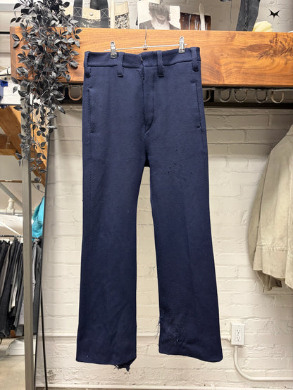 Ann Demeulemeester Diagonal Corduroy Men’s Blue Flared Leg Trousers