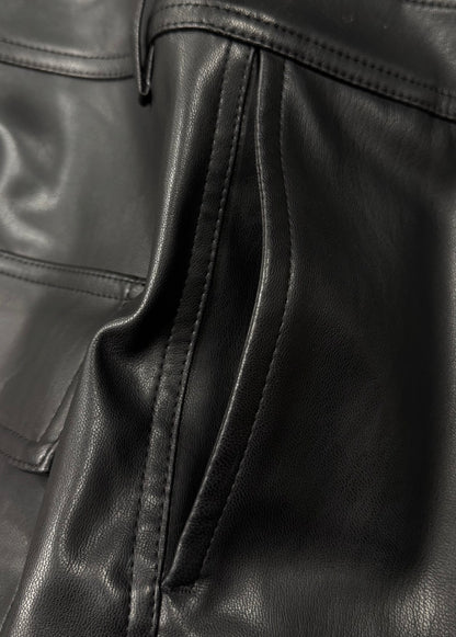 Rick Owens DRKSHDW Faux Leather Black Wide Leg Shorts