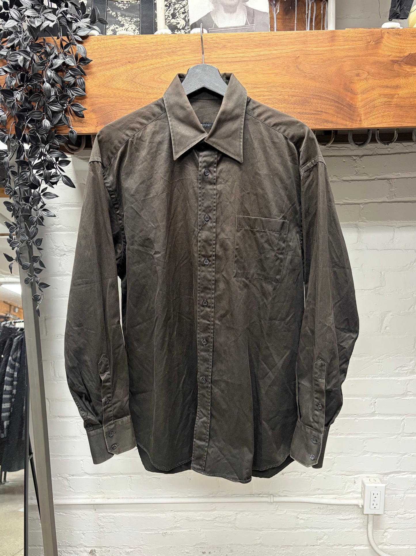2000s Gucci Sun Faded Brown Button Up Shirt