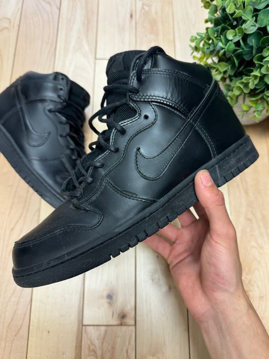 Nike ‘Triple Black’ Leather Dunk High Sneakers