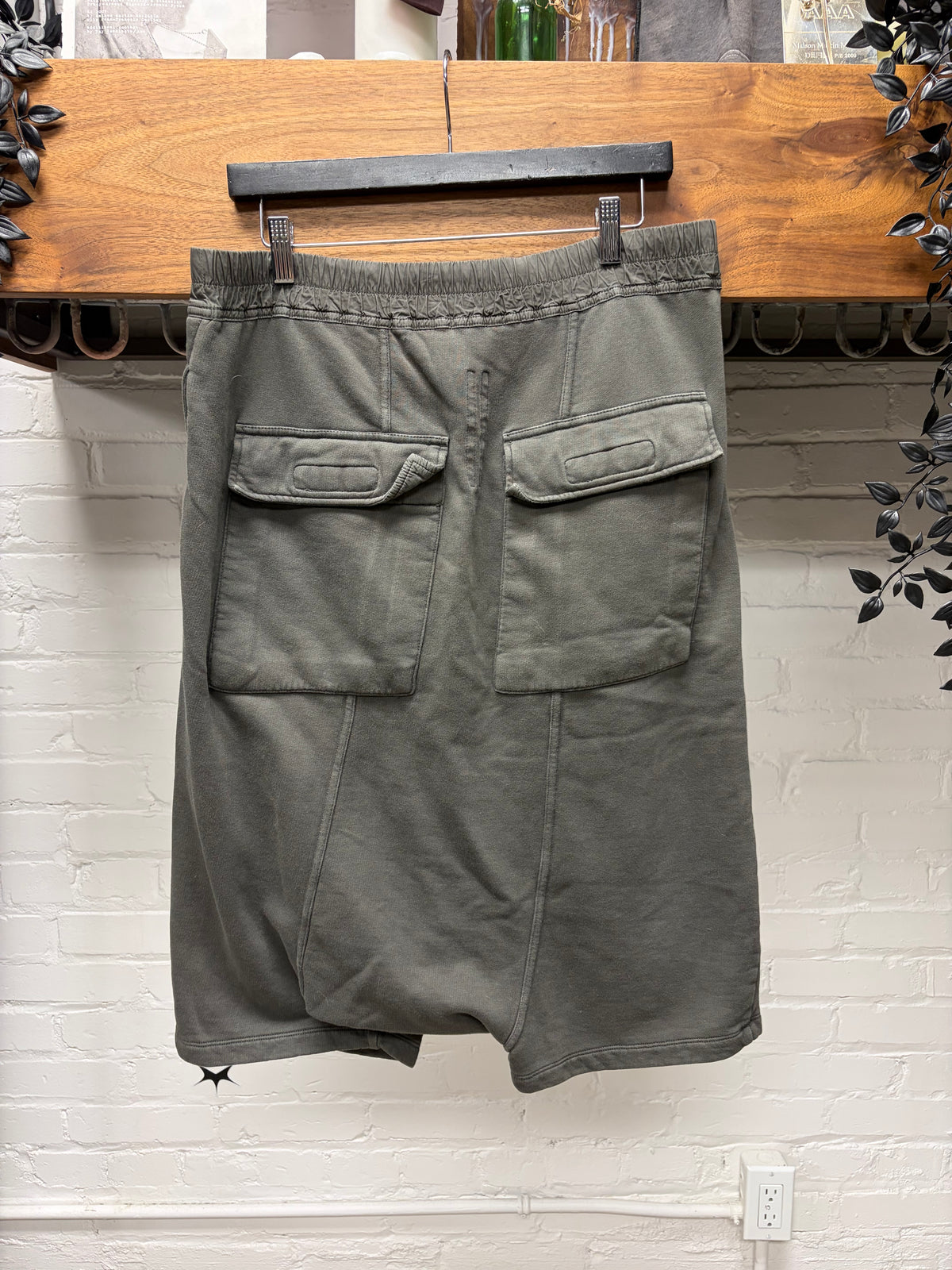 SS2014 Rick Owens ‘Vicious’ Dark Dust Cotton Drop Crotch ‘Pod’ Shorts