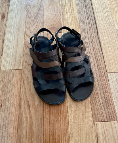 SS2009 Raf Simons Woven Leather Wood Sole Slides