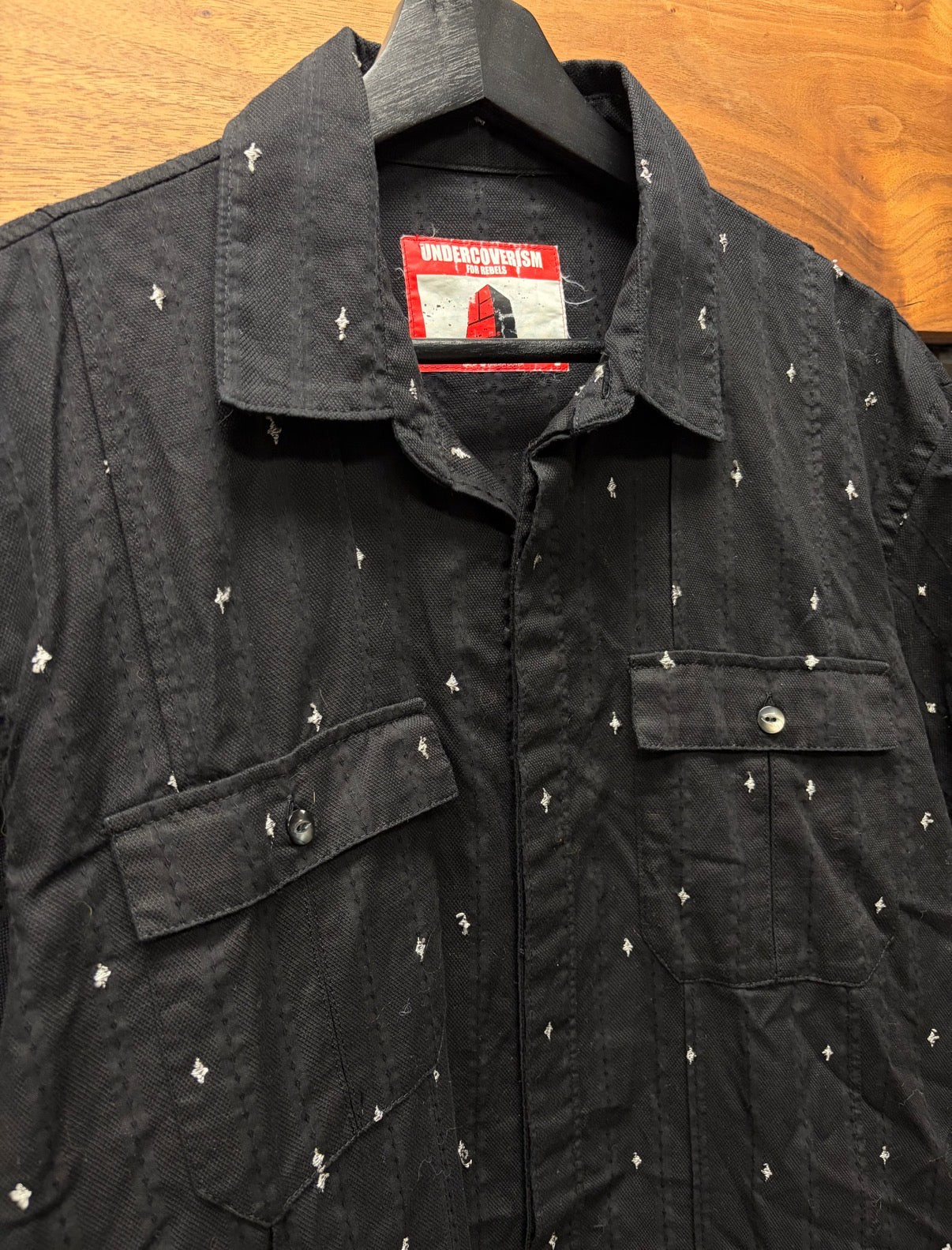 2000s Undercover ‘Star Embroidered’ Black/White Work Shirt