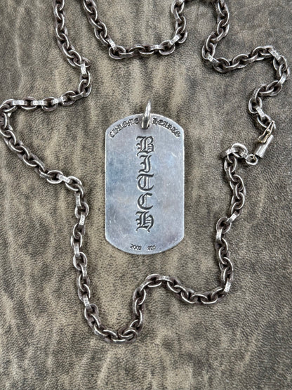 Chrome Hearts ‘Bitch’ Rolling Stones 925 Silver Dogtag Pendant