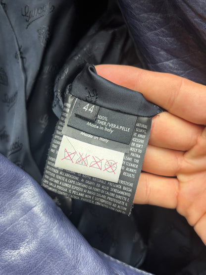 Gucci 'Madonna' Waxed Blue Leather Bomber Jacket