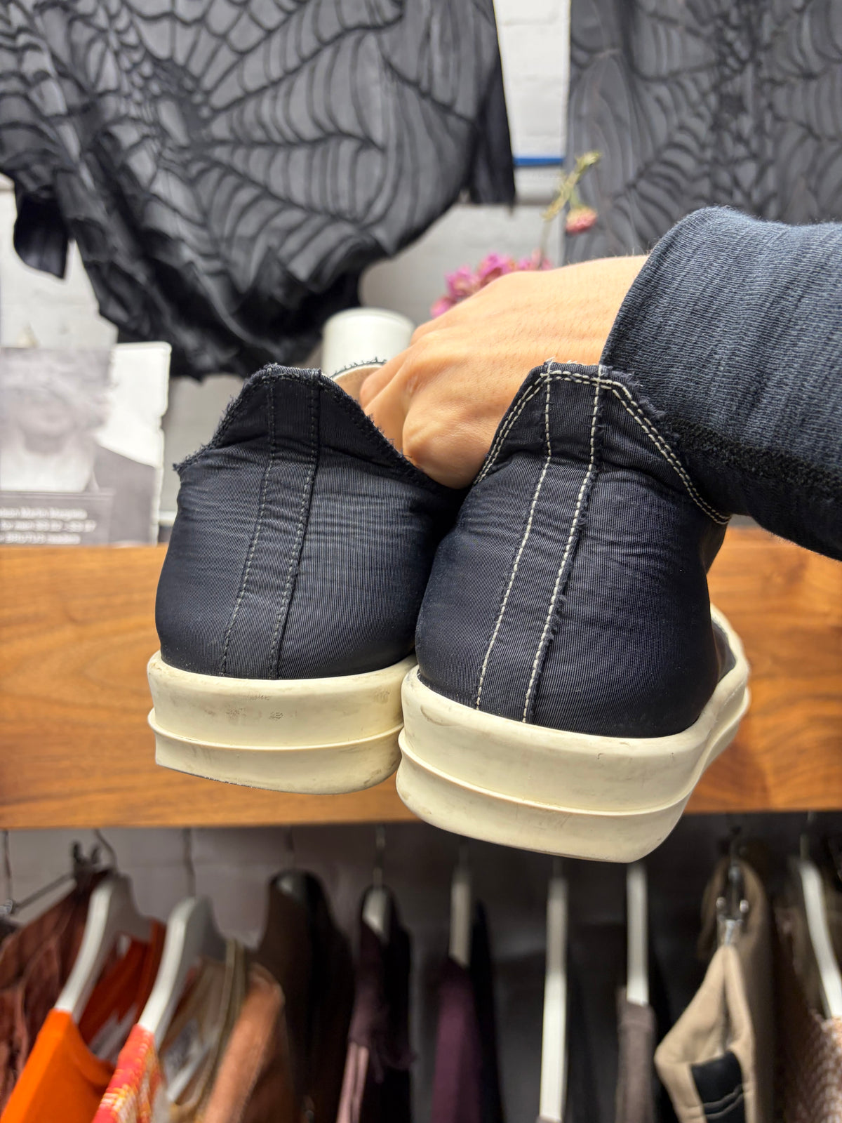 AW2020 Rick Owens ‘Performa’ Black Nylon ‘Ramones’ Low Top Sneakers