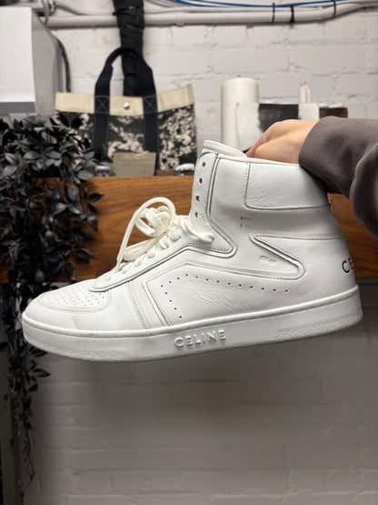 Celine ‘CT-01 Z Trainer’ Optic White Calfskin High Top Leather Sneakers