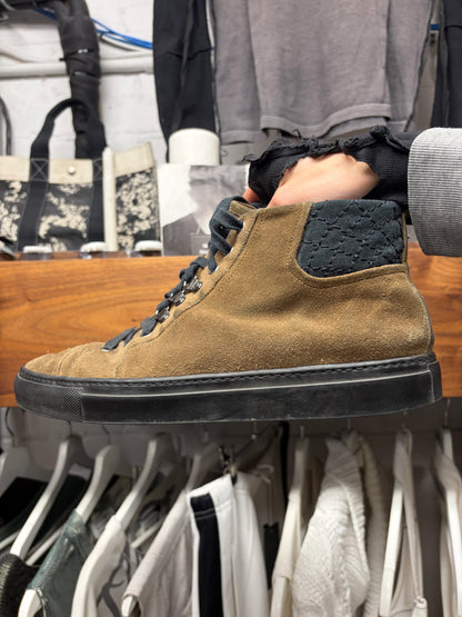 Balenciaga ‘Arena’ Brown/Black Quilted Suede High Top Sneakers