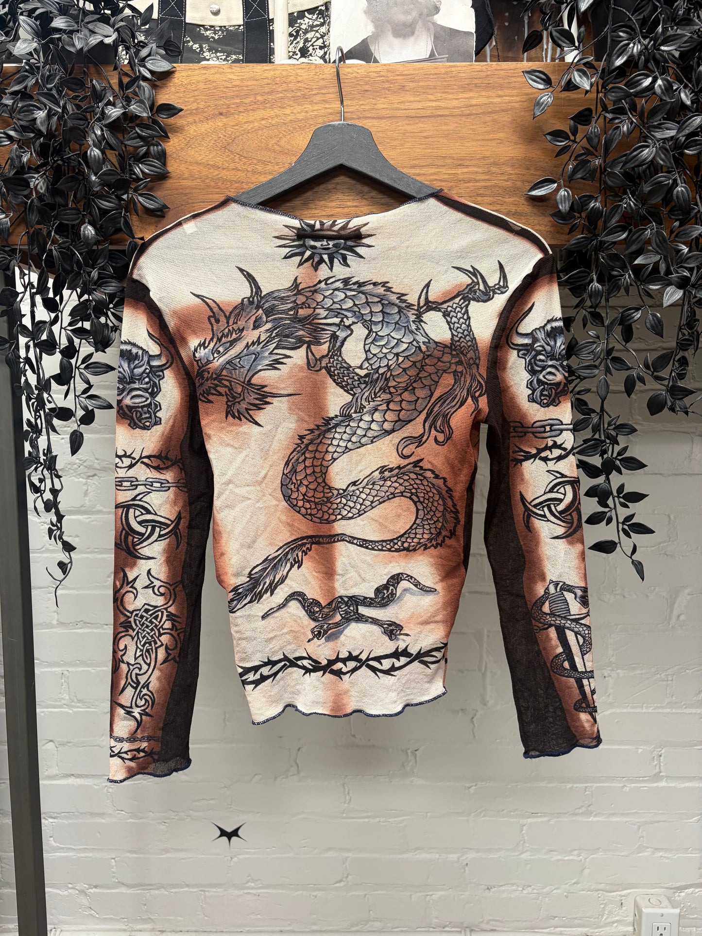 SS1996 Jean Paul Gaultier ‘Safe Sex Forever’ Mesh Long Sleeve Shirt