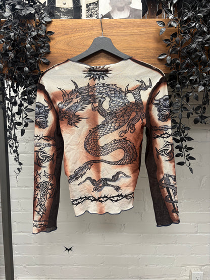 SS1996 Jean Paul Gaultier ‘Safe Sex Forever’ Mesh Long Sleeve Shirt