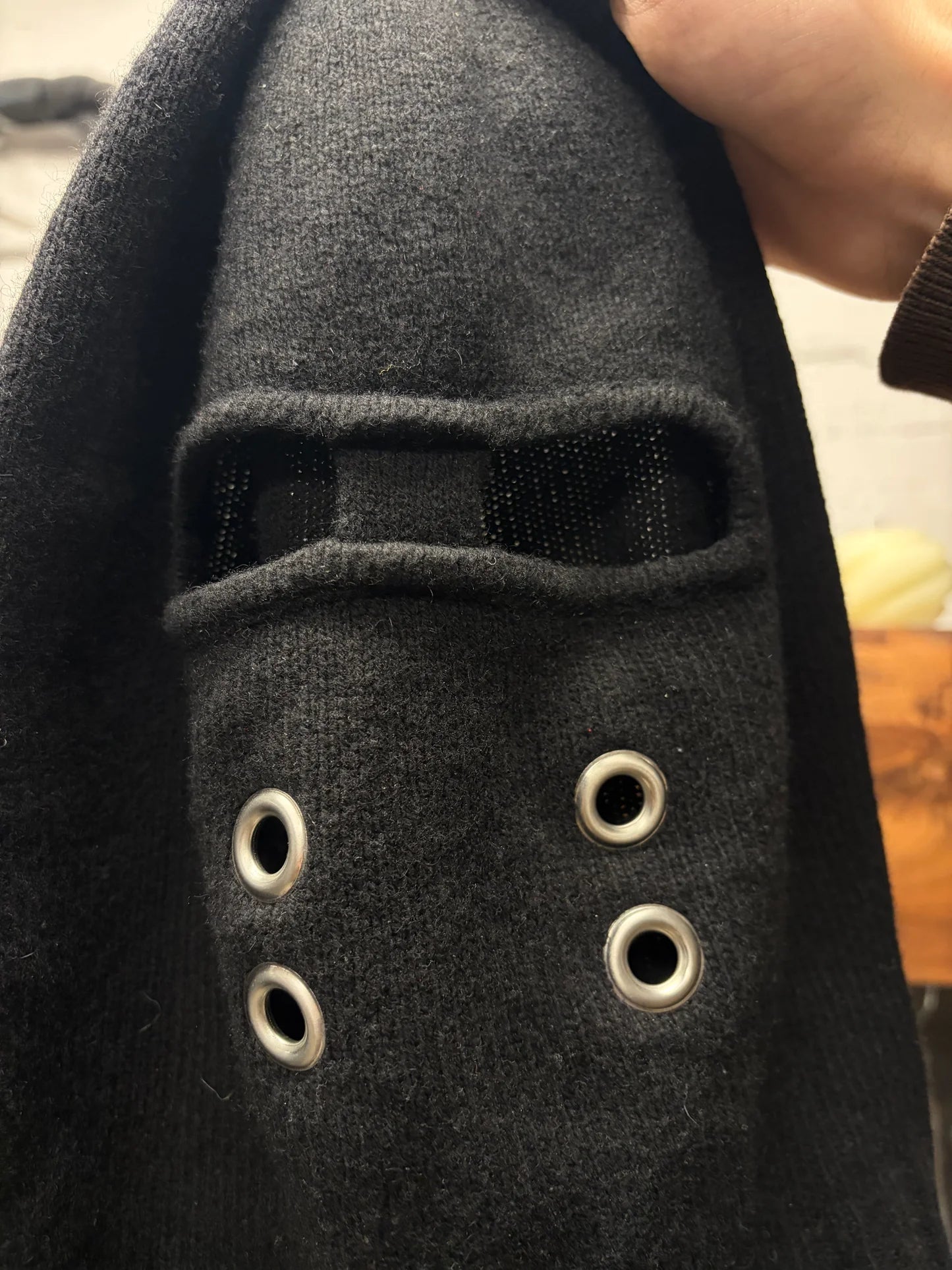 AW2023 Rick Owens ‘Luxor’ Black Cashmere Gimp Mask