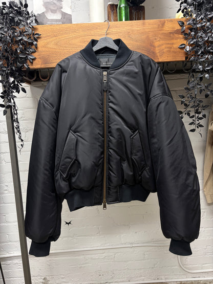 SS2023 Balenciaga Runway ‘Mudshow’ Padded Black Bomber Jacket
