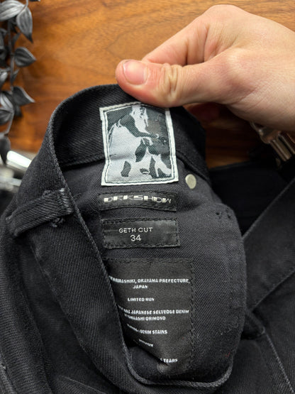 Rick Owens Japanese 16oz ‘Geth Cut’ Black Wide Leg Denim