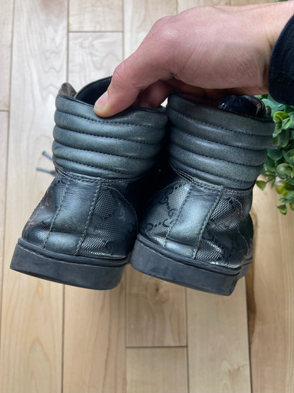 Gucci GG Monogram Silver High Top Sneakers