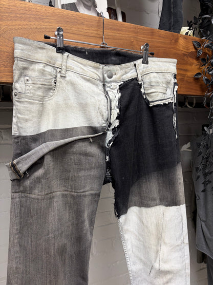 SS2020 Rick Owens ‘Tecuatl’ Waxed White Reconstructed Hybrid Denim
