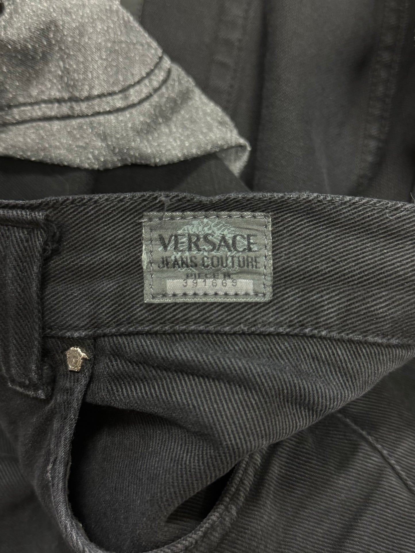 1990s Versace Jeans Black Wide Leg Denim