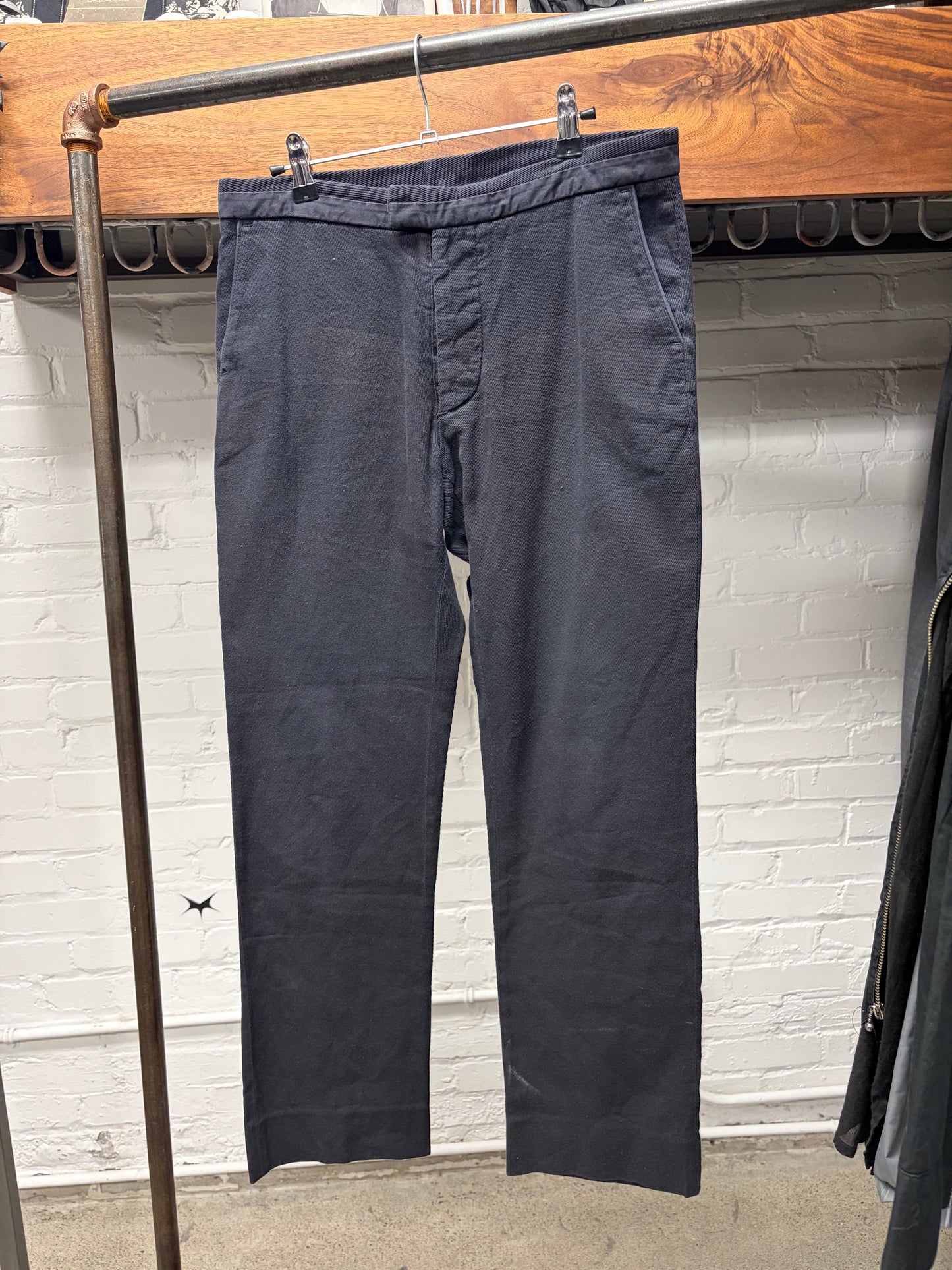 Maison Martin Margiela Black ‘Diagonal Corduroy’ Straight Cut Trousers