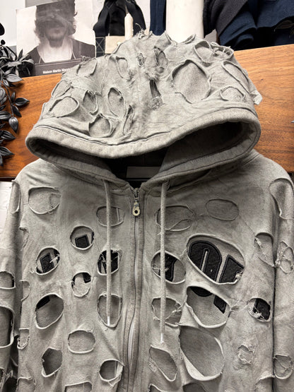 Alexander Digenova ‘New York Canal St.’ Double Layer Distressed Zip-Up Hoodie