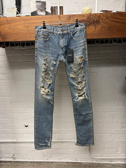 AW2013 Saint Laurent by Hedi Slimane ‘Chain Distressed’ D02 Skinny Jeans