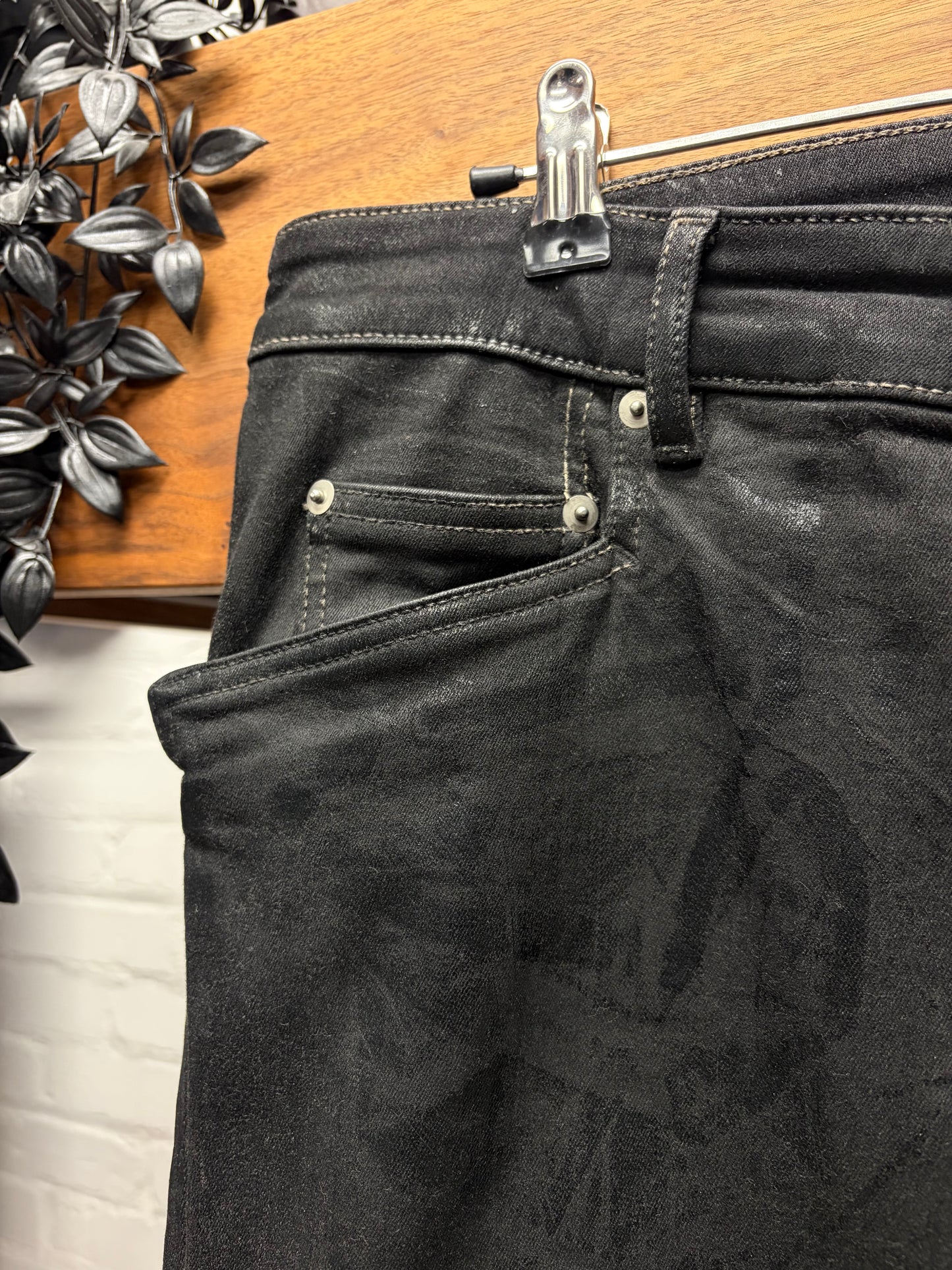 Rick Owens ‘Tyrone’ Bootcut Flared Leg ‘SBF’ Waxed Black Denim