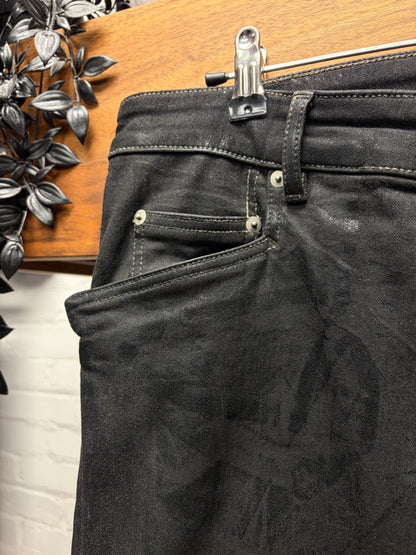 Rick Owens ‘Tyrone’ Bootcut Flared Leg ‘SBF’ Waxed Black Denim
