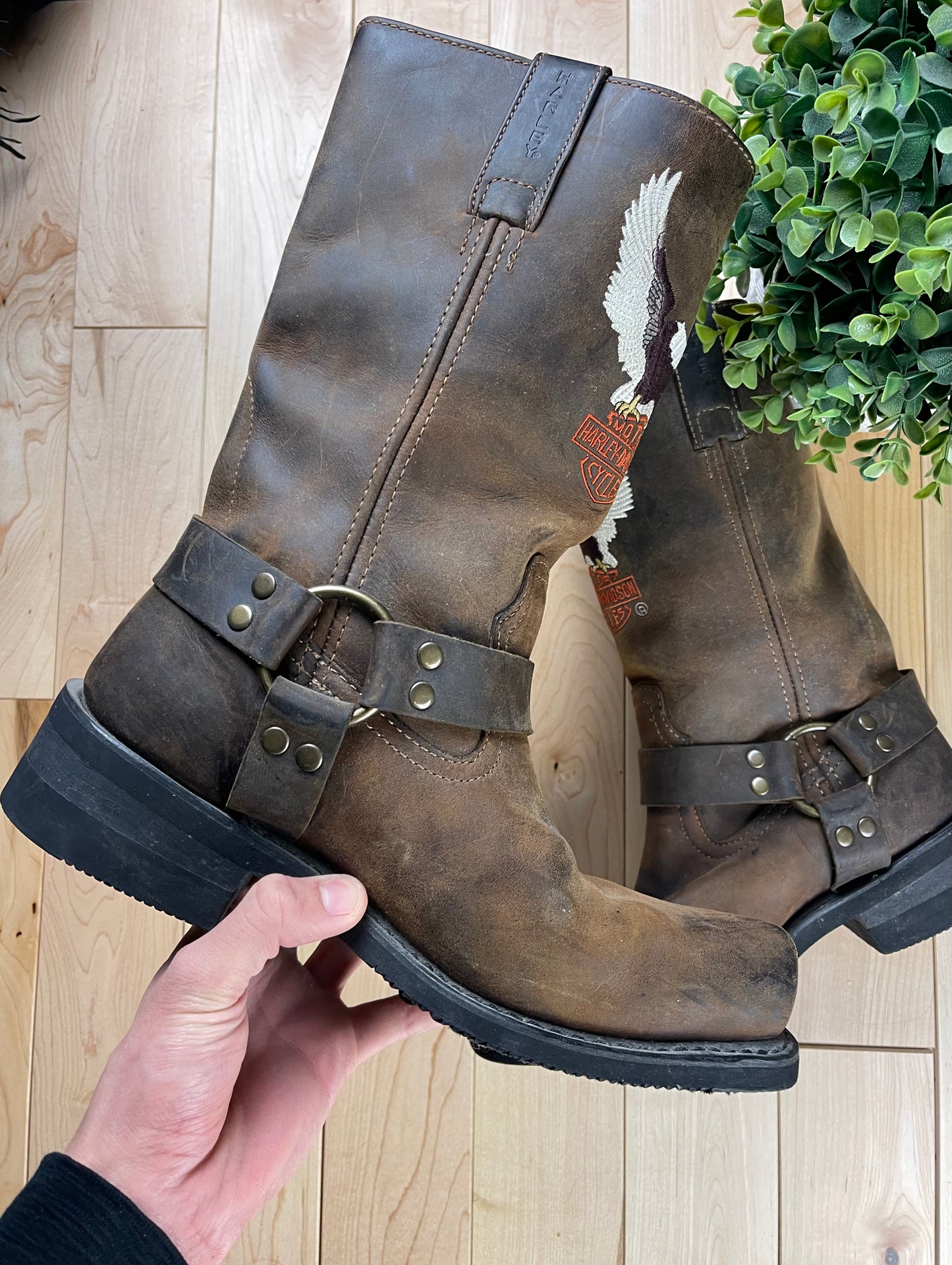 Harley Davidson Brown Leather Harness Boots