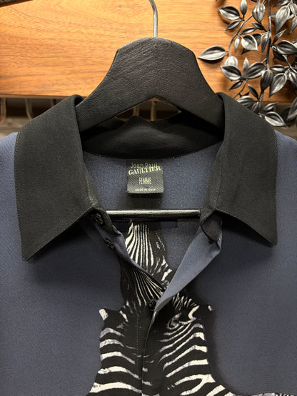 AW1998 Jean Paul Gaultier ‘Zebra Hide’ Button Snap Collared Evening Shirt