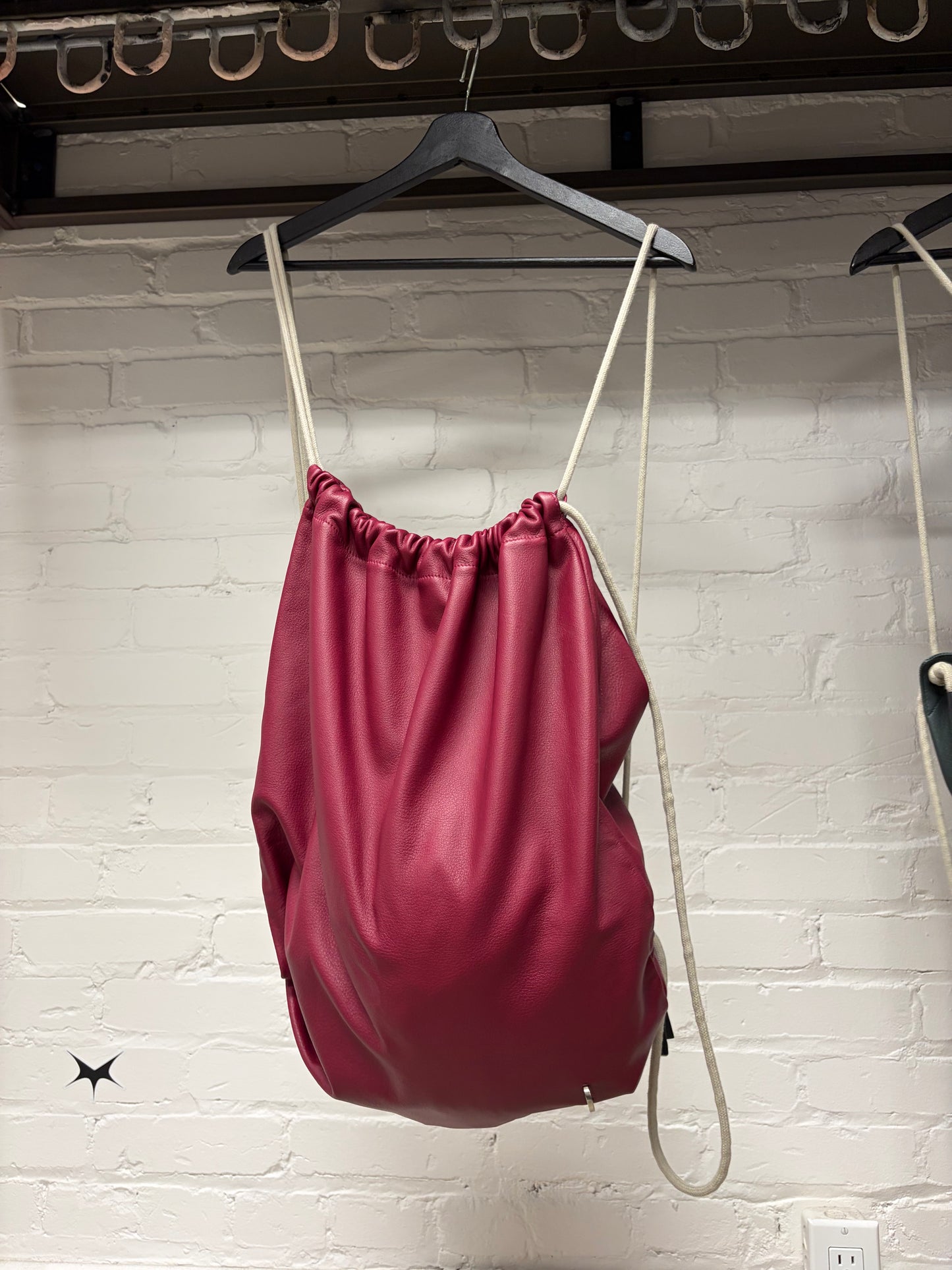 SS2023 Rick Owens ‘Edfu’ Fuchsia/Pink Leather Drawstring Bag