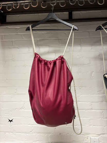 SS2023 Rick Owens ‘Edfu’ Fuchsia/Pink Leather Drawstring Bag