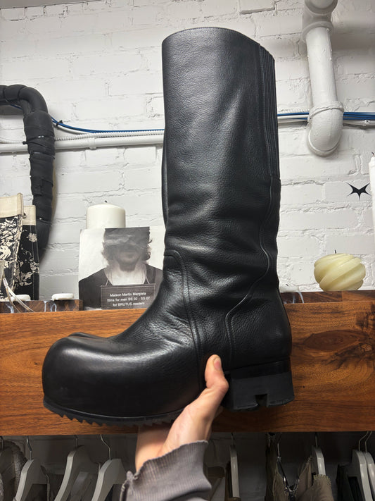 AW2021 Rick Owens ‘Ballast’ Knee High Black Leather Boots