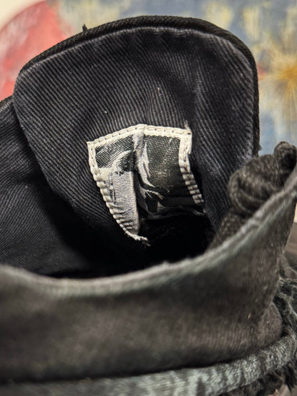 Rick Owens ‘Abstract’ Shredded Denim Low Top Sneakers